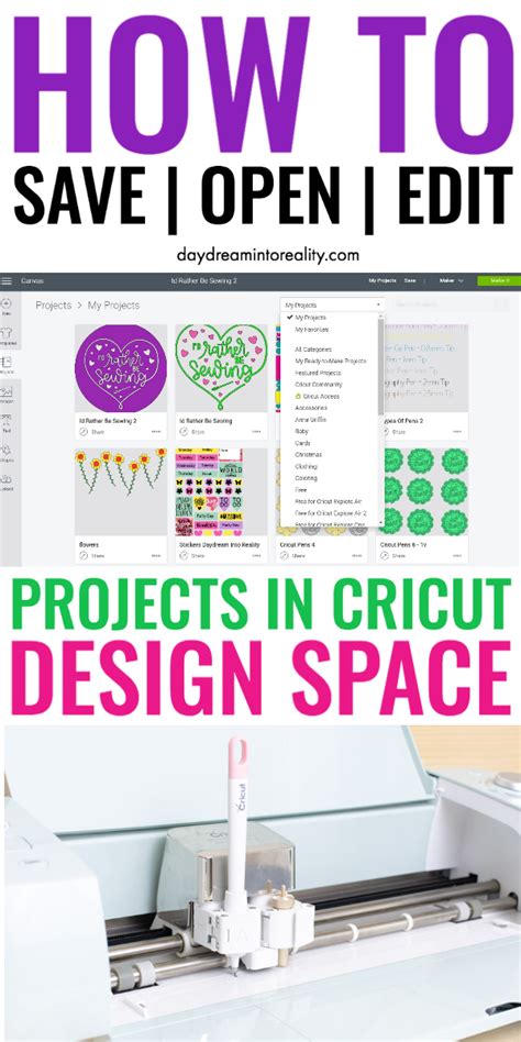 Save Open Edit And Combine Projects In Cricut Design Space Desktop And
