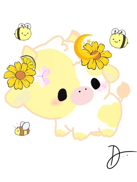 Yellow Cow Cute Doodles Cute Easy Drawings Cute Doodle Art