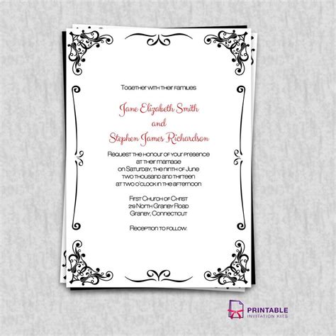Use our free printable wedding invitation templates for your big day. FREE PDF Invitations. Retro Border Wedding Invitation ...