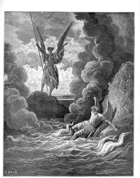 Satan Angel Fire Demon Gustave Dore Antique Art Print Ebay