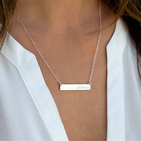 Custom Necklace Name Bar Necklace Initial Bar Necklace In Etsy