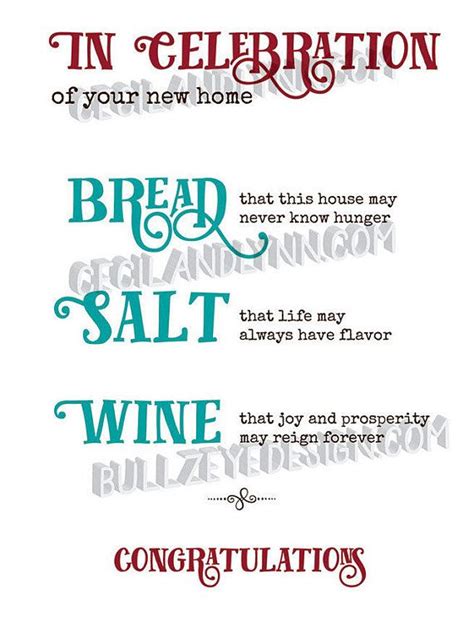 Check spelling or type a new query. Housewarming Card with bread salt wine quote, new home ...