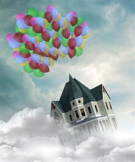 House Flying With Balloons Free Image Download