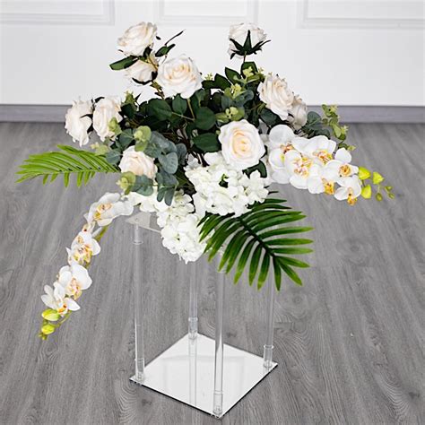 Balsacircle 16 Clear Crystal Rectangular Stand Flower Vase Column