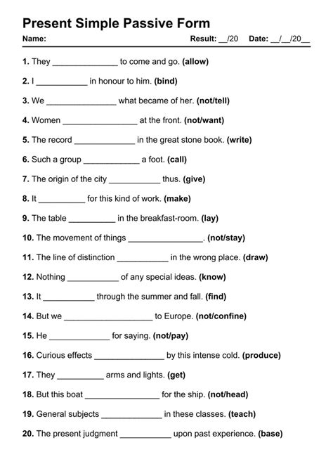 Printable Present Simple Passive Pdf Worksheets With Answers