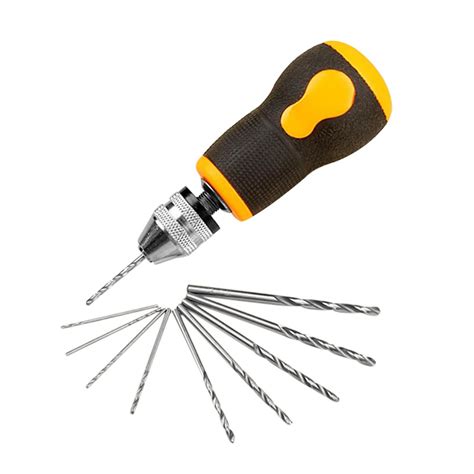 Mini Size Portable Small Hand Drill With 10pcs Twist Drill Bits Set