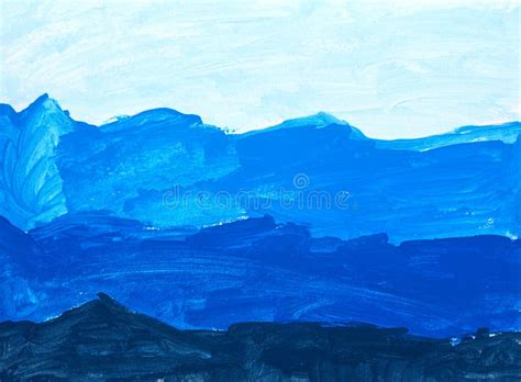 Childhood Blue Wave Abstract Acrylic Painting Stock Photo Image Of