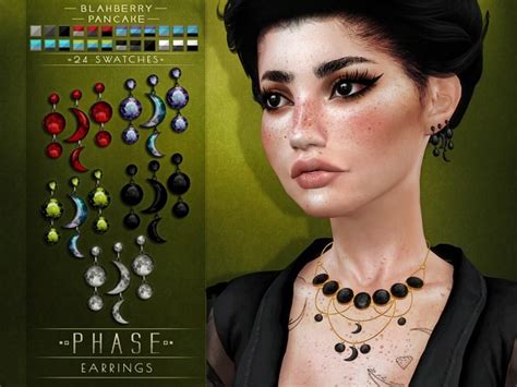 Phase Earrings And Necklace At Blahberry Pancake The Sims 4 Catalog