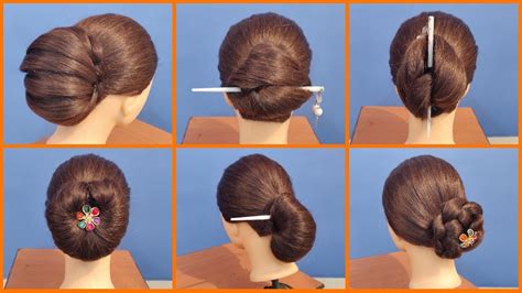 6 Easy And Beautiful 😍 Bun Hairstyles With Chinese Hair Stick How To