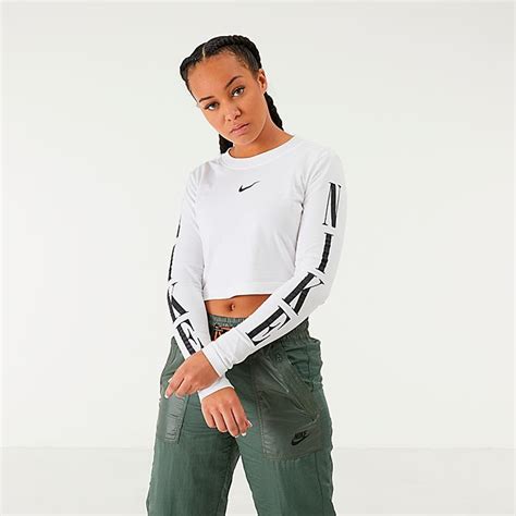 Save with one of our top finish line coupons for january 2021: Women's Nike Sportswear Graphic Crop Long-Sleeve T-Shirt ...