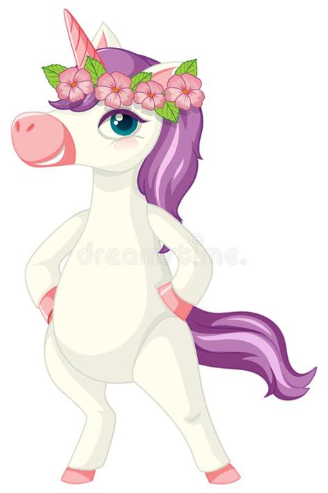 Cute Purple Unicorn Blowing Trumpet With Music Notes On White