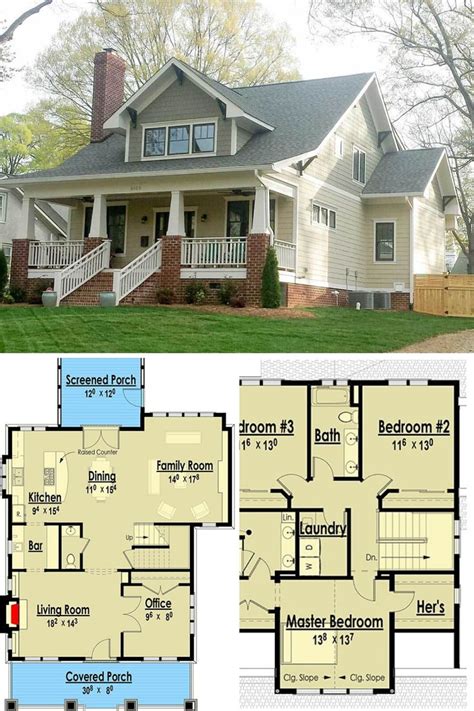 4 Bedroom Two Story Storybook Bungalow Home Floor Plan Cottage