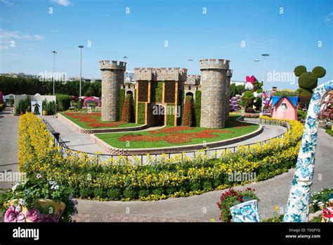 Replica Of Disney Castle Covered With Flowers Dubai Miracle Garden A