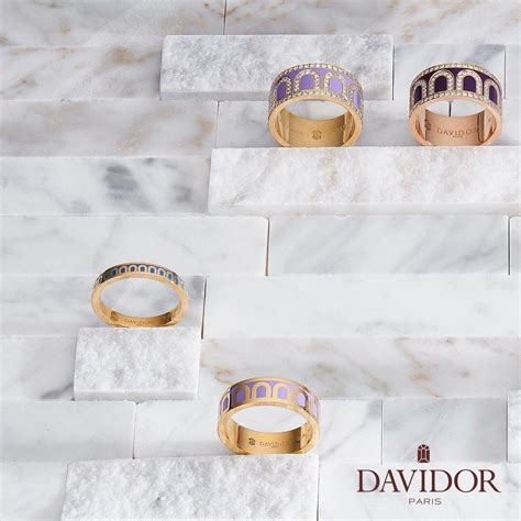 Larc De Davidor Pm Mm And Gm Rings In 18k Yellow And Rose Gold With