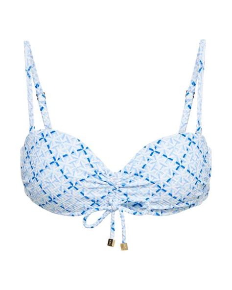 Heidi Klein Grand Cayman Ruched Bandeau Bikini Top In Blue Lyst