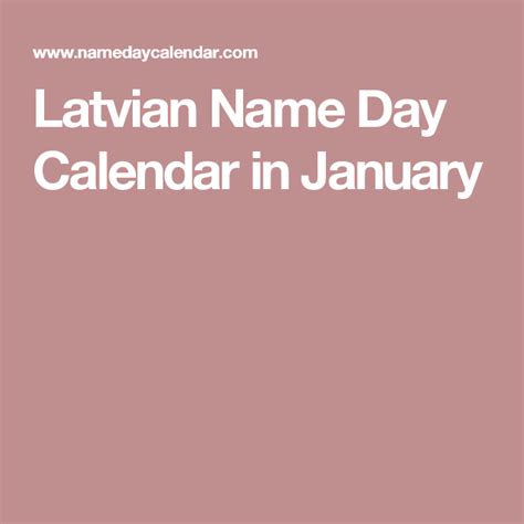 Latvian Name Day Calendar In January Name Day Calendar Name Day Names