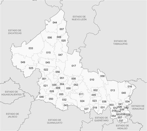 Mapas para imprimir relacionados con san luis potosí. Municipios de San Luis Potosí: División Politica del Estado