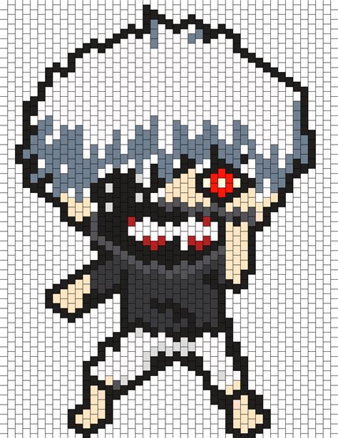 Tokyo Ghoul Kaneki Pixels Art Anime Pixel Art Minecraft Pixel Art