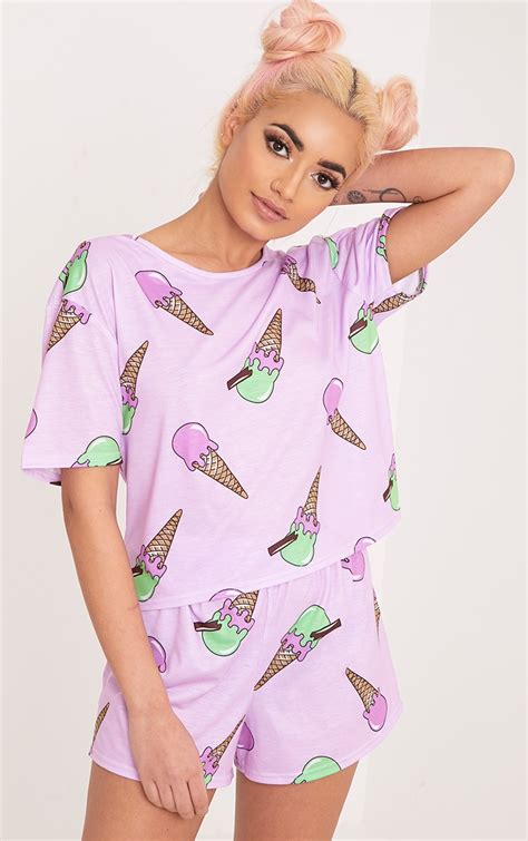 Ice Cream Lilac Pj Set Prettylittlething