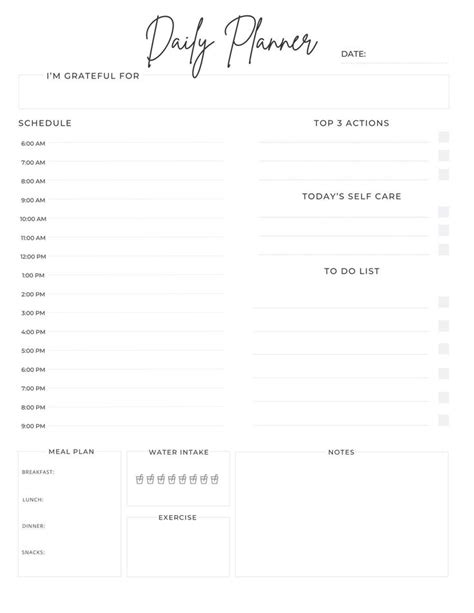 The Daily Planner Is Shown In Black And White