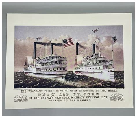 Vintage Currier And Ives Four Reprint Steamboat Lithographs Ruby Lane