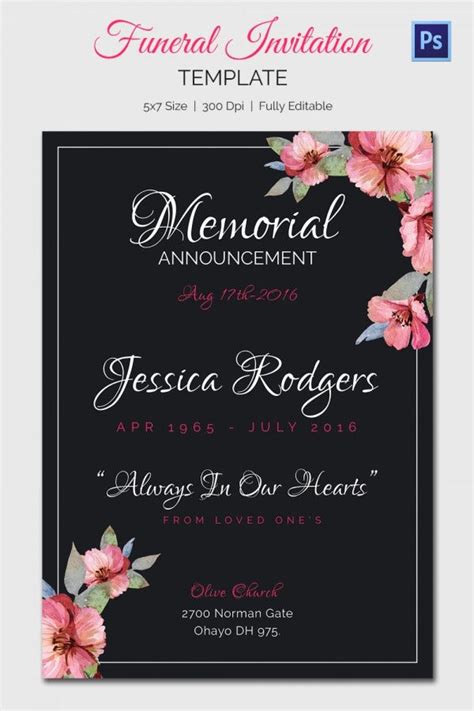 15 Funeral Invitation Templates Free Sample Example Format