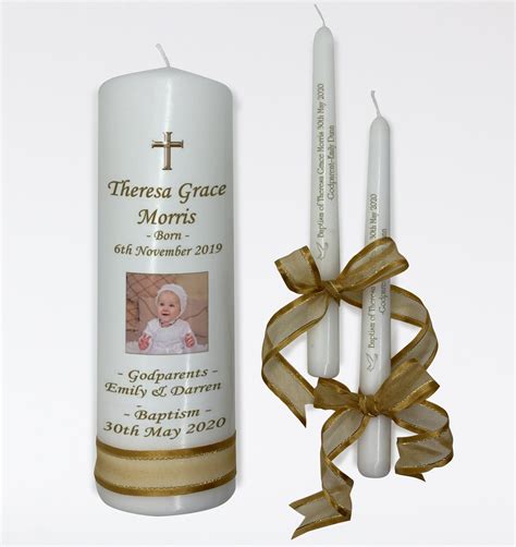 Baptism Personalised Candle Set Classic Ceremony Candles