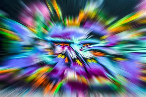 Colorful Abstract And Chaotic Background With Zooming Motion Blur Stock