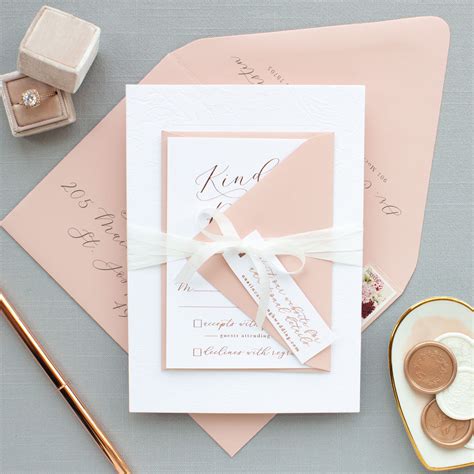 Rose Gold Foil Wedding Invitations Charming Banter And Charm Rose
