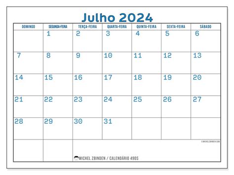 Calendário De Julho De 2024 Para Imprimir “56sd” Michel Zbinden Mo