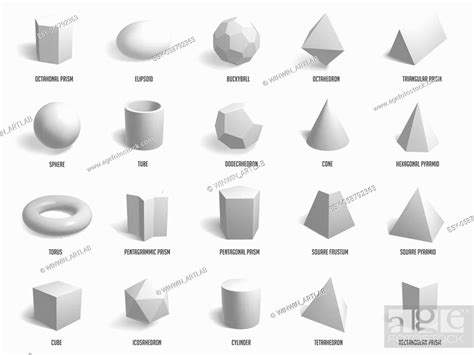 Realistic Basic 3d Shapes Geometry Sphere Cylinder Pyramid And Cube