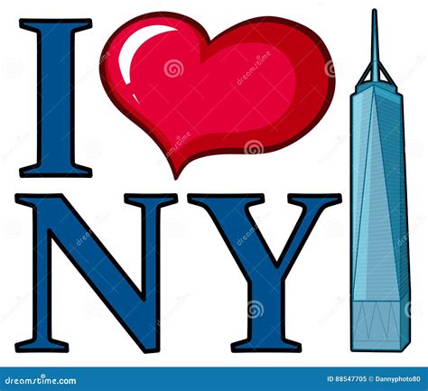 I Love New York Sign With Skyscraper Editorial Image Illustration Of