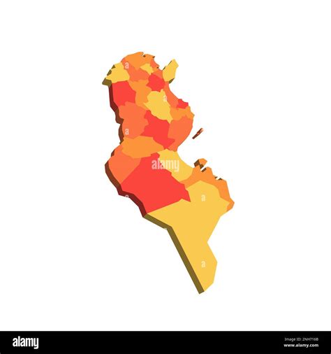 Tunisia Political Map Of Administrative Divisions Governorates 3d