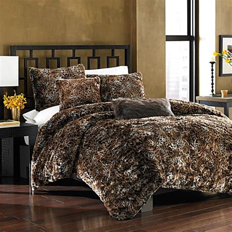 The twin xl set includes: Savannah Cat Faux-Fur Duvet Cover Set - Bed Bath & Beyond