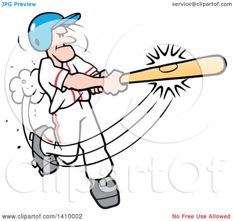 Clipart Of A Cartoon Caucasian Male Baseball Player Hitting A Home Run