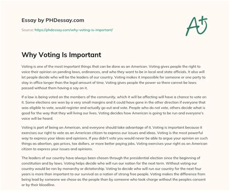 Why Voting Is Important 400 Words