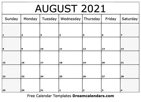 Download august 2021 calendar as html, excel xlsx, word docx, pdf or picture. August 2021 calendar | free blank printable templates