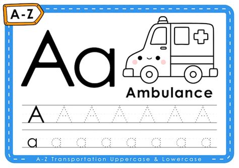 Premium Vector A Ambulance Alphabet A Z Transportation Tracing