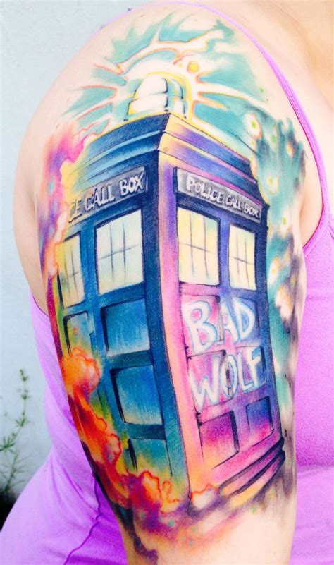 My Finished Tardis Tattoo By Harley Haslem Doctor Who Tattoos