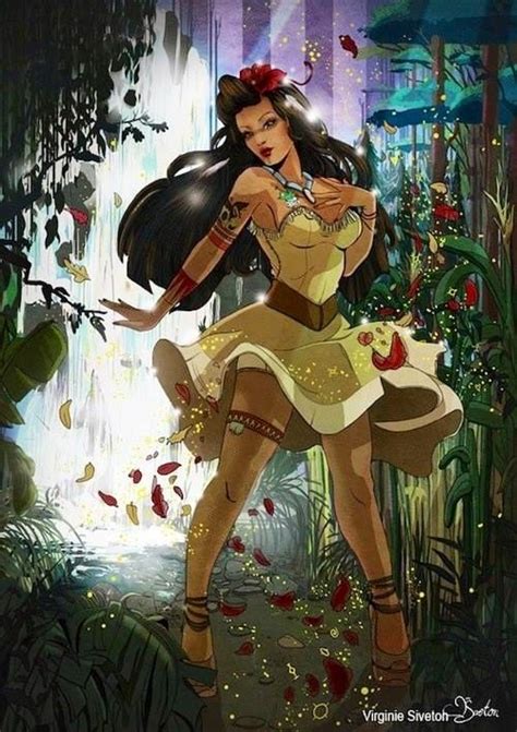 Pocahontas As Sexy Super Woman Cartoon Illustration Via Facebook Com DisneylandForMisfits