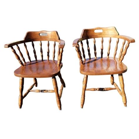 1970s Slavic Solid Cherry Low Back Windsor Chairs A Pair Chairish