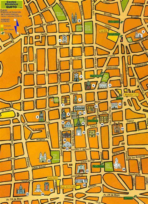 Mapa Quito Centro Historico Map Historic Center Stadtplan Historisches