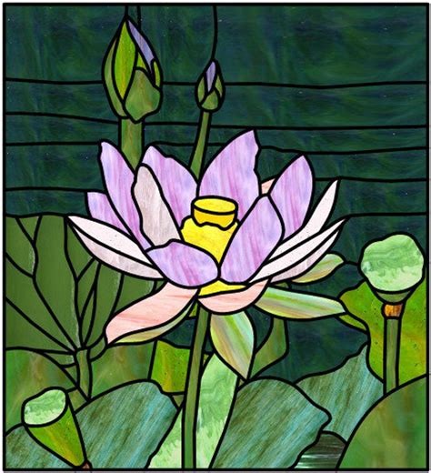 Lotus Flower Stained Glass Or Mosaic Pattern Design Etsy