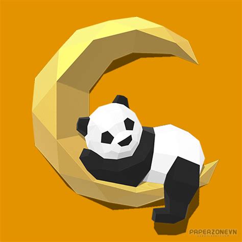 Animals Wall Hanging Low Poly Panda Sleeping On The Moon Paperzone Vn