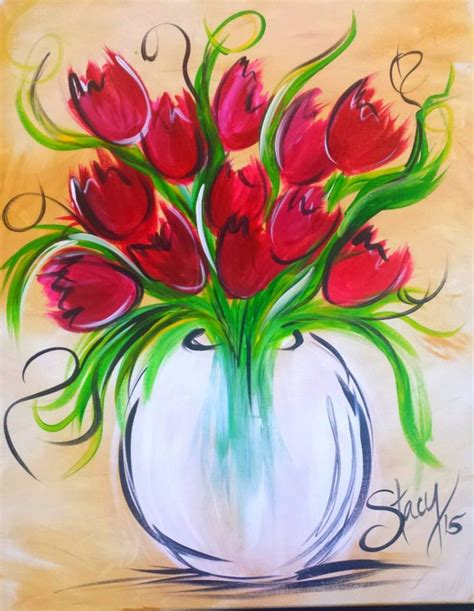 You searching easy watercolor painting ideas? Tulips | Wine and canvas, Painting, Spring painting