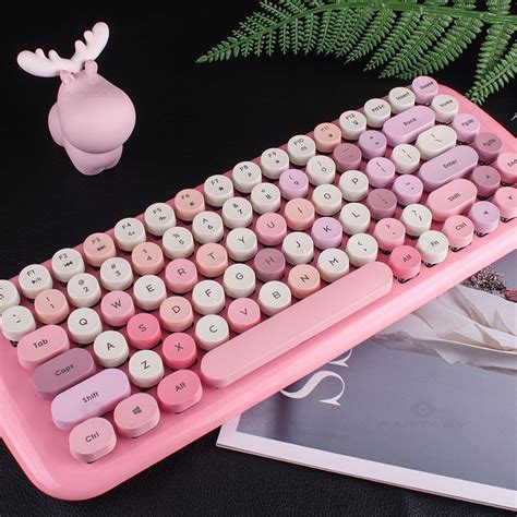 Mofii Lusc Pink Mixed Color 24g Wireless Real Mechanical Keyboard Cute