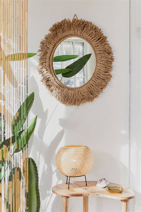 Find needed size and colour. Fringed Jute Round Wall Mirror in 2020 | Round wall mirror ...