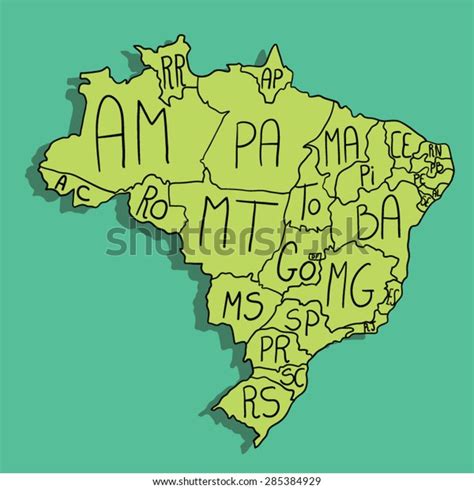 Cartoon Map Brazil Stock Vector Royalty Free 285384929