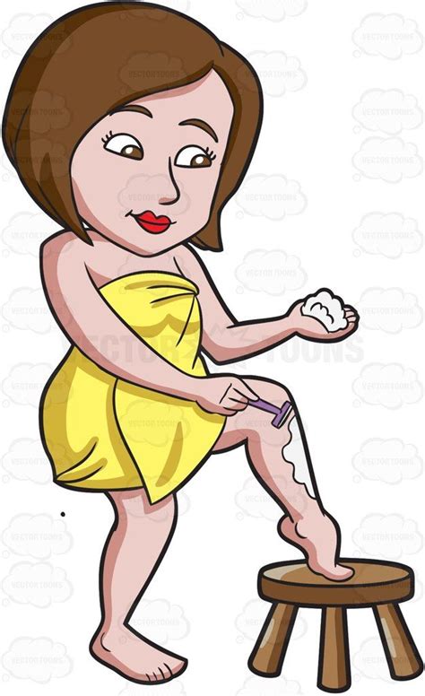 A Woman Shaving Her Legs Using A Razor And Cream Vector Graphics VectorToons Com Imagens