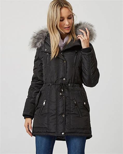 Fur Trim Hooded Anorak Coats Jackets Women Stylish Outerwear